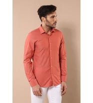 Desensiz Slim Fit Uzun Kollu Somon Rengi Erkek Gömlek - Wessi (Kırmızı)