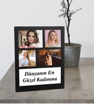 Kişiye Özel 4 Fotoğraflı Dünyanın En Güzel Kadınınıa Ahşap Kolaj Çerçeve