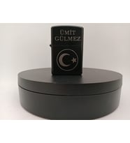 Özelleştirilebilir (Kişiye Özel) Tasarımlı Kutulu Benzinli Metal Çakmak (Siyah)