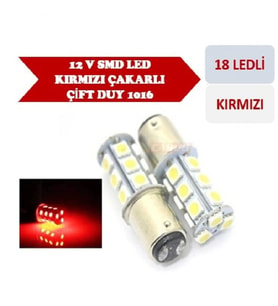 Çakar Ledli Stop Ampulü Fren Lambası 18 Led Kırmızı Çift Duy 1016