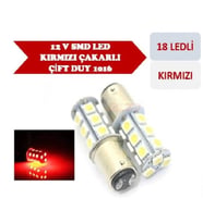 Çakar Ledli Stop Ampulü Fren Lambası 18 Led Kırmızı Çift Duy 1016