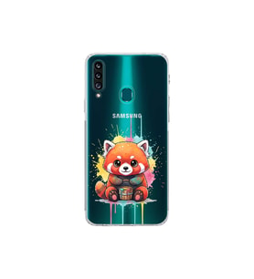 Samsung Galaxy A20S ile Uyumlu Splash Tilki Tasarımlı Şeffaf Silikon Kılıf