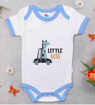 BK Kids Little Boss Tasarımlı Mavi Bebek Body Zıbın-1