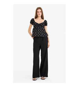 Defacto Wide Leg Cepli Yüksek Bel Siyah Kadın Pantolon F5024AX/BK27