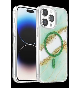 Onegif iPhone 15 Pro Max Lotus Simli Magsafe Kapak - Yeşil