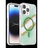 Onegif iPhone 15 Pro Max Lotus Simli Magsafe Kapak - Yeşil