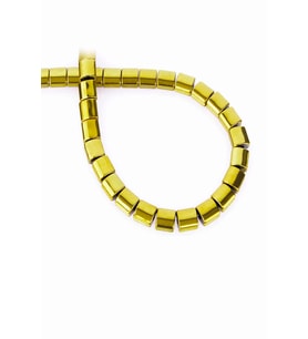 Hematit Doğal Taş Parlak Gold Kare Kesim 7x7mm Dizi [AA]