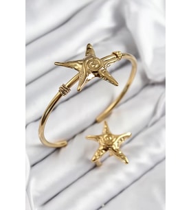 Pirinç Deniz Yıldızı Model Gold Renk Bileklik Yüzük Set - TJ-BB7600