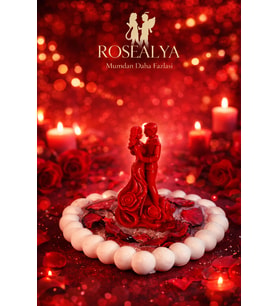 ROSEALYAM LOVE ISLAND-el yapımı-romantik mum (Kırmızı-Beyaz)