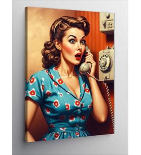 Kanvas Tablo Retro Telefon Kadını