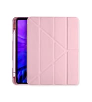 Apple iPad Air 10.9 2020 Fuchsia Tri Folding Kalemlikli Kılıf Smart Standlı (Rose Gold Altın)