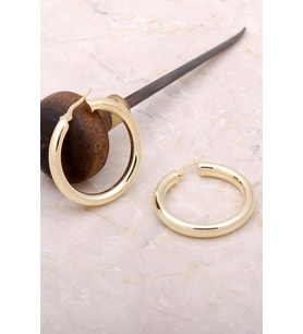 Trend Altın Yaldızlı Gümüş Kalın 37 mm Halka Küpe 4976