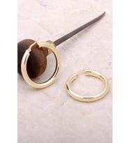 Trend Altın Yaldızlı Gümüş Kalın 37 mm Halka Küpe 4976