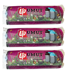 Umut Endüstriyel Jumbo Çöp Torbası Poşeti - 2 Kat - Siyah - 600 Gr. - 80x110 Cm. -10 Adetlik 3 Rulo