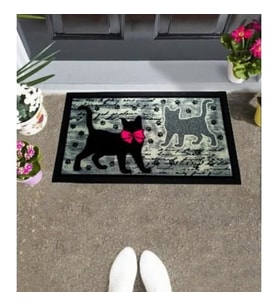 Home İtalyan Format Kapı Paspas 40x68cm Siyah Kediler 1 Adet