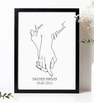 Couple Hand AŞK Tasarım 14 Şubat Sevgililer Günü Hediye İskandinav Home 13x18 cm Siyah Çerçeve Tablo