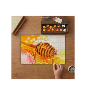 Petek Bal - Bal Kaşığı Tasarımı 240 parça Ahşap Puzzle Ahşap Kutuda MP01739