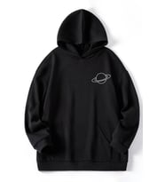 Unisex Saturn Baskılı Sweatshirt (Siyah)