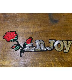 23X13 CM ÜTÜ İLE YAPIŞAN GÜL VE YAPRAKLI NAKIŞ İŞLEME ENJOY PAYETLİ APLİŞKE DİKİŞ AKSESUARI