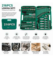 216PCS LOKMA SETİ LOKMA - SOKET - BİTS ADAPTÖR - 3AD.CIRCIR KOLU PLASTİK ÇANTALI (5343)