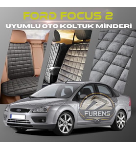 Ford Focus 2 Antrasit Renk Tay Tüyü Cepli & Terletmez Sırtlı Oto Koltuk Minder Seti - Koltuk Koruma Kılıfı (ÖN & ARKA TAM SET)