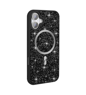Apple iPhone 16 Plus Uyumlu Kılıf Pırlanta Tasarımlı M-safe Şarj Özellikli Zore Mozaik Silikon Kapak (Siyah)