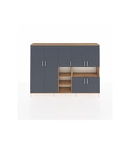 Arges Dolap 13 Raflı 7 Kapaklı 220x30x163 Çam-Antrasit/Çam