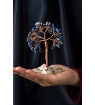 Lapis Lazuli Taşı El Yapımı 6x11cm Doğal Taş Dekoratif Hayat Ağacı