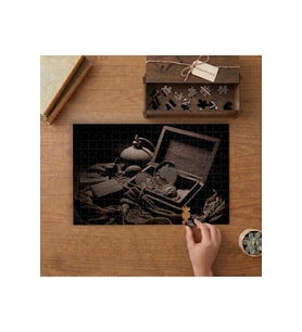 Tozlu Hazine Sandığı Tasarımı 240 parça Ahşap Puzzle Ahşap Kutuda MP01592