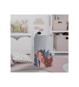 MEKTA HOME BEBEK VE ÇOCUK ODASI Çiçekli Prenses Kız Desenli Oyuncak Sepeti