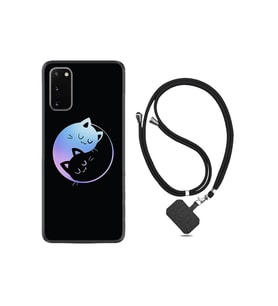 Samsung Galaxy S20 Fe Kılıf Silikon Desen Boyun Askılı Love Cats 1604