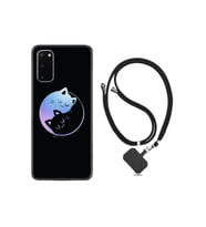 Samsung Galaxy S20 Fe Kılıf Silikon Desen Boyun Askılı Love Cats 1604