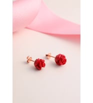 925 Ayar Gümüş Gül Küpe - Rose