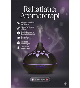 Aroma Difüzör Gece Işığı 7 Led DESENLİ Nemlendirici Kumandalı Buhar Makinesi 550 ml