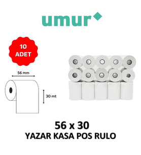 UMUR Yazar Kasa Pos Rulosu 56mm x 30mt - 10 Adet