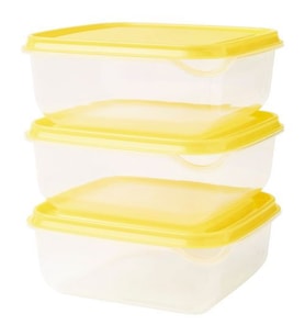 3 lü Set Saklama Kabı Sarı Renk MeridyenDukkan Çok Amaçlı Özelliği 0.6 lt 3Adet Sarı Kapak