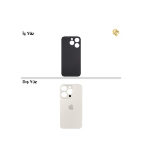 iPhone 15 PRO Beyaz Renk Arka Kapak Arka Cam Batarya Kapağı Lazer Kesim Kapak Pil Kapağı