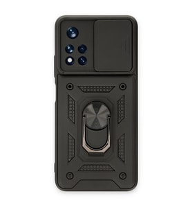 Xiaomi Redmi Note 11t Kılıf Pars Lens Yüzüklü Silikon - Siyah