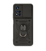Xiaomi Redmi Note 11t Kılıf Pars Lens Yüzüklü Silikon - Siyah
