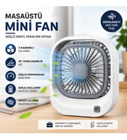 Masaüstü Mini Fan Şarjlı Sessiz Taşınabilir Fan, 3 Kademeli Hız Ayarı, 45° Ayarlanabilir Açılı Kompakt Masa Fanı, 8000 RPM Güçlü Üfleme, Ofis Laptop Çalışma Masası İçin