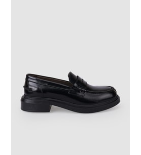 %100 Hakiki Deri Siyah Açma Kadın Loafer