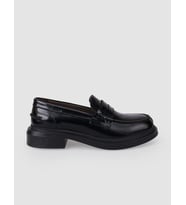 %100 Hakiki Deri Siyah Açma Kadın Loafer