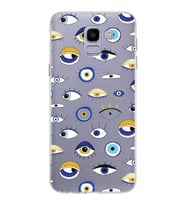 PrintiFy Samsung Galaxy J6 2018 ile Uyumlu 1mm Slim Fit Nazar Boncuğu 2 Baskılı Şeffaf  Kılıf