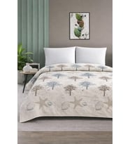 Çift Kişilik Pike Yatak Örtüsü%100 Pamuk 220x230 Ağaç Desen