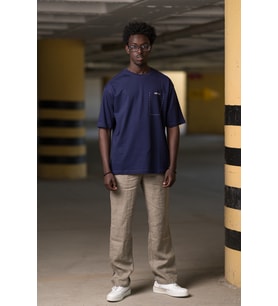 Bisiklet Yaka %100 Pamuklu Arkası Baskılı Oversize (Geniş Model) T-shirt (Lacivert)
