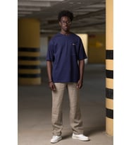 Bisiklet Yaka %100 Pamuklu Arkası Baskılı Oversize (Geniş Model) T-shirt (Lacivert)