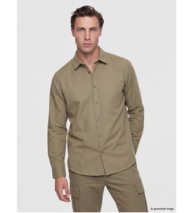 LC WAIKIKI Yeşil Standart Kalıp Gabardin Erkek Gömlek