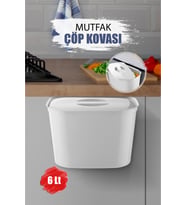 6L Askılı Fonksiyonel Çöp Kutusu, Dolap Kapağına Asılabilir, Beyaz