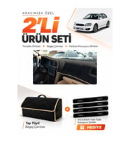 e-biz SUBARU LEGACY B4 (1998-2003) Uyumlu Torpido Örtüsü + Tay Tüyü Çanta - Siyah-Bej - SU006