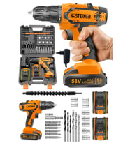 Steiner Germany Technology Kupfer Darbeli 58 V 5 Ah Çift Akülü Vidalama Matkap Turuncu 24 Parça Set